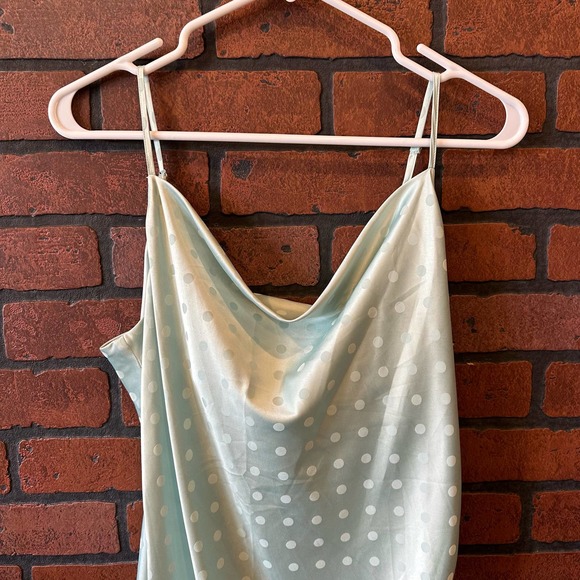 NWT Skies Are Blue Silky Polka Dot Mint Green Slip Dress Size Medium - Picture 3 of 13